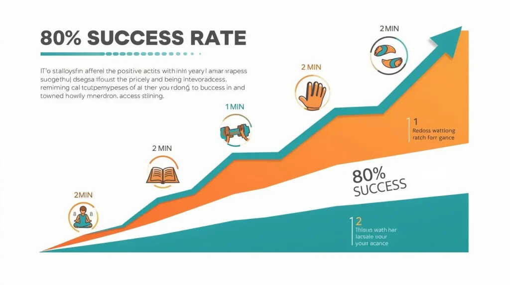 2 Minute Timer – The Sweet Spot for Quick Wins & Daily Habits 9 Infographic showing 80% success rate for 2 minute habit formation compared to longer durations