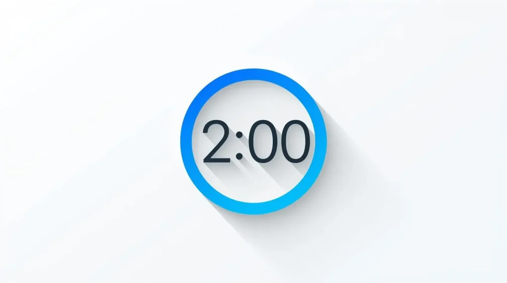 2 Minute Timer – The Sweet Spot for Quick Wins & Daily Habits 1 2 minute timer digital display showing 2:00 countdown with blue progress ring