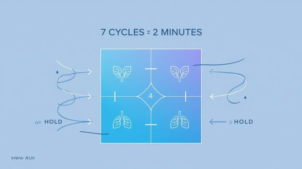 2 Minute Timer – The Sweet Spot for Quick Wins & Daily Habits 4 Box breathing technique diagram showing 4-4-4-4 pattern for 2 minute meditation timer