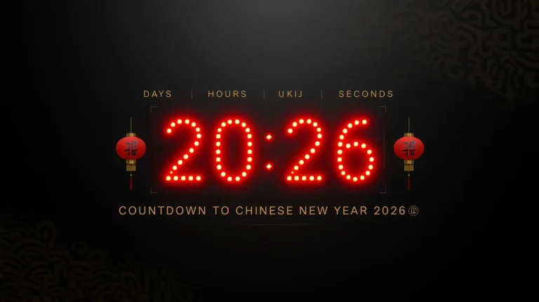 Countdown timer showing days remaining until Chinese New Year 2026 on February 17