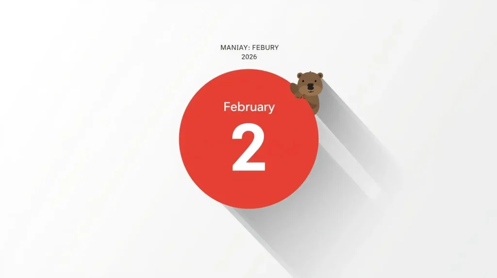 Groundhog Day 2026 date calendar showing Monday February 2