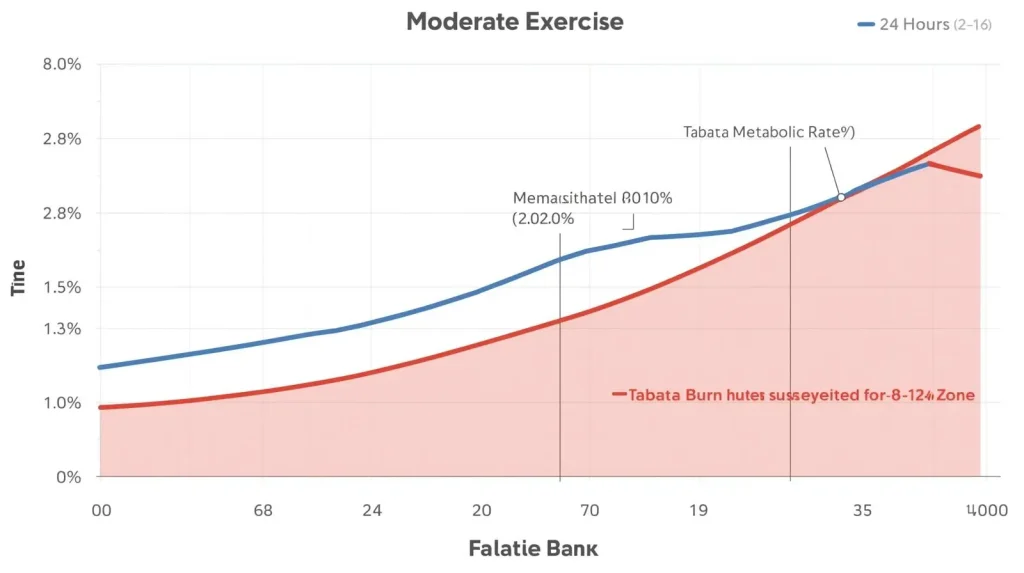 Graph showing elevated metabolism post-Tabata workout compared to moderate exercise over 24 hours